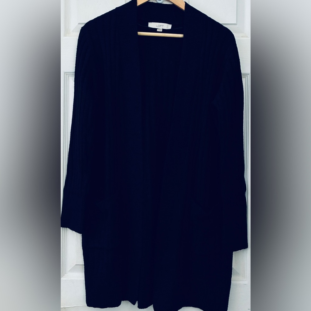 LOFT Women's Elegant Long Black Cardigan
